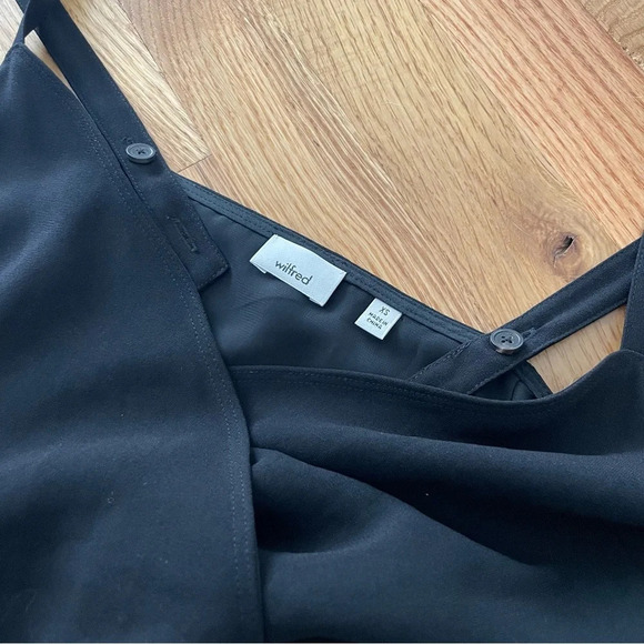 Wilfred Aritzia Astere Midi Black Sleeveless Tank Wrap Dress Size XS - Picture 5 of 6